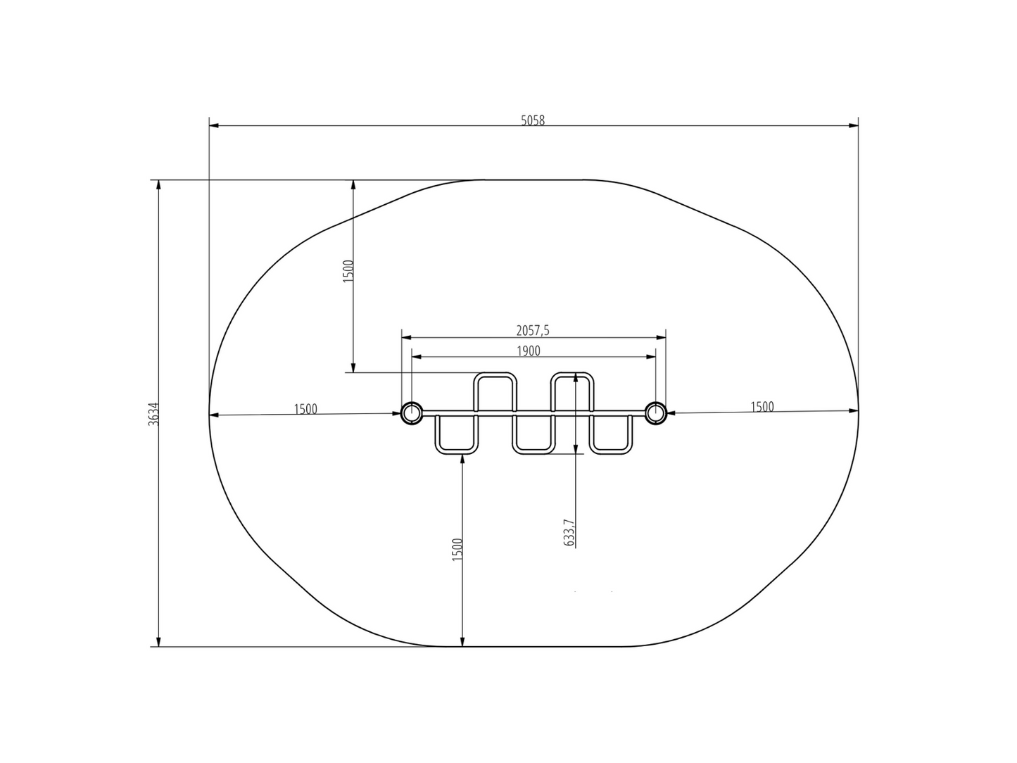 HORIZONTAL WAVE PULL UP BAR 1900