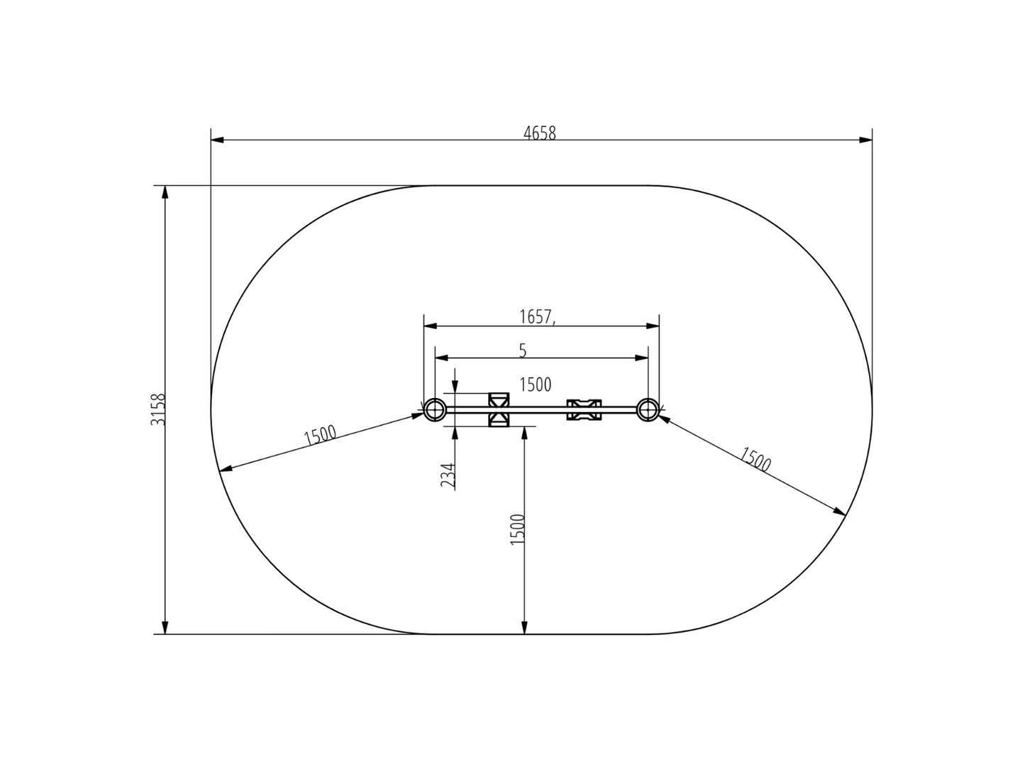 NARROW PULL UP BAR 1500