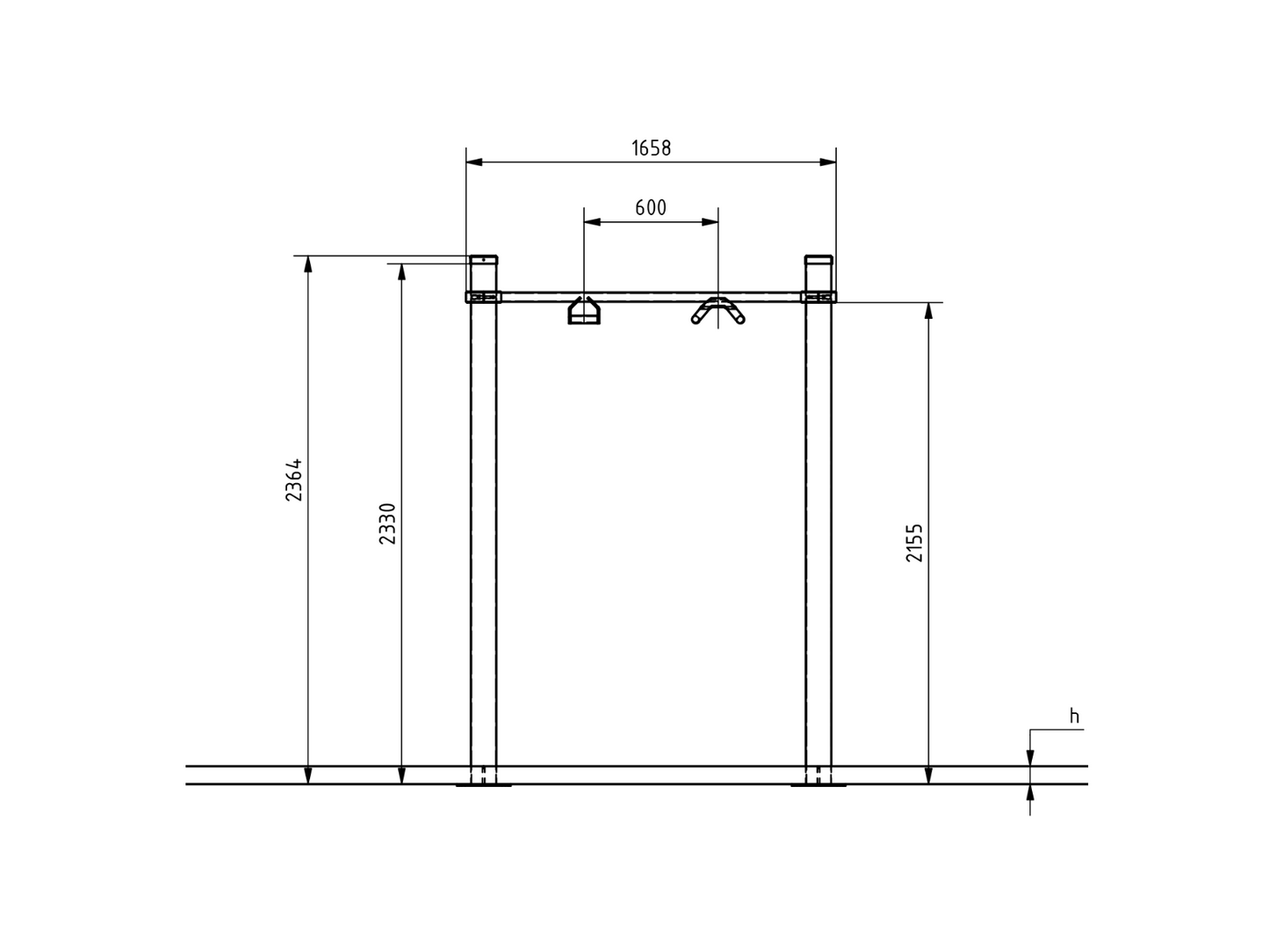 NARROW PULL UP BAR 1500