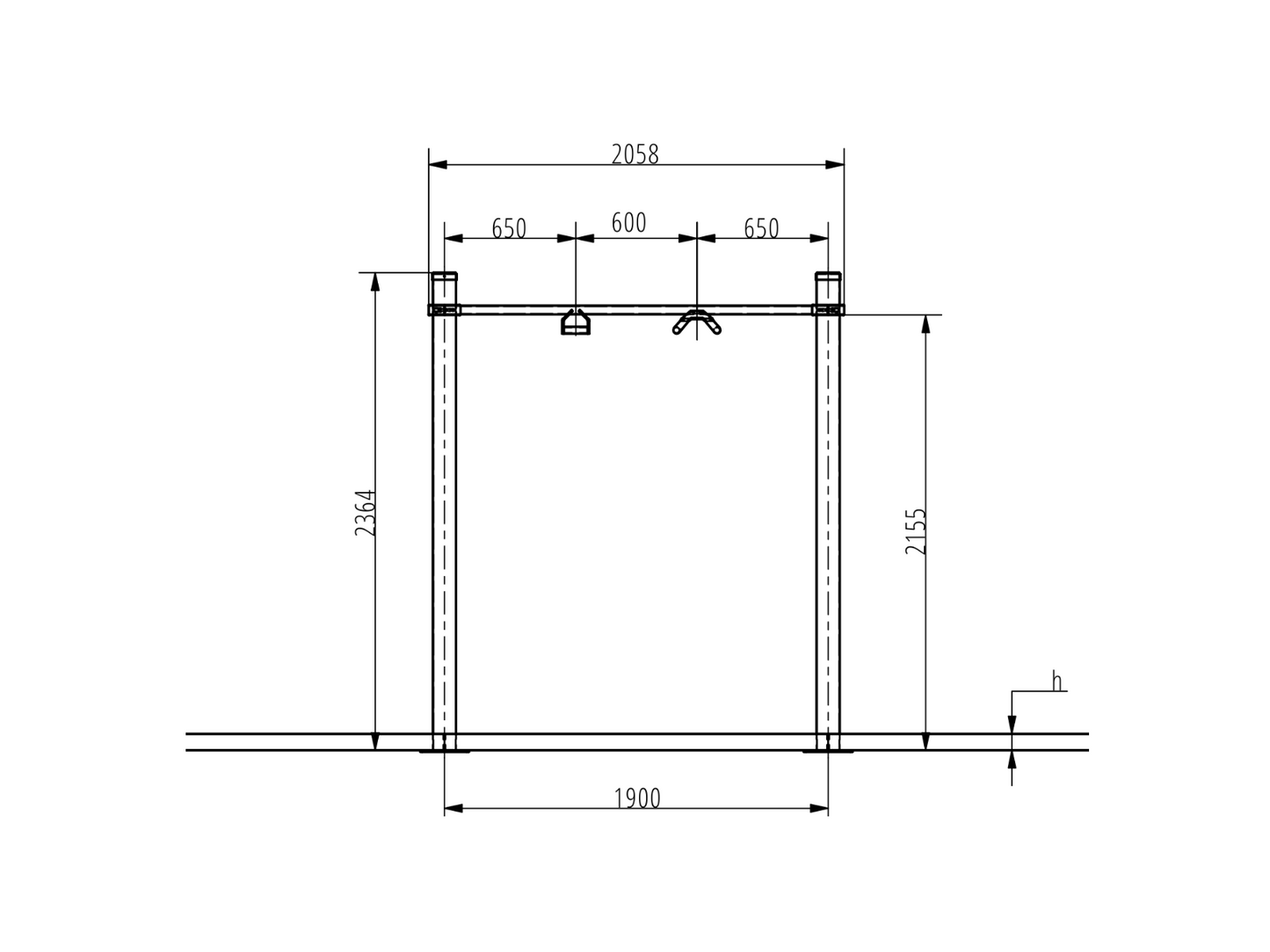 NARROW PULL UP BAR 1900